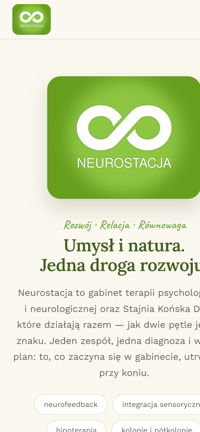 Strona Neurostacji na telefonie